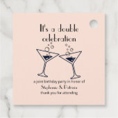 Moderne rosa Doppelfeier Geburtstag Geschenkanhänger (Rückseite)