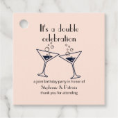 Moderne rosa Doppelfeier Geburtstag Geschenkanhänger (Vorderseite)