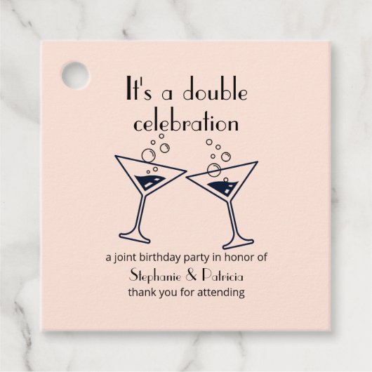 Moderne rosa Doppelfeier Geburtstag Geschenkanhänger (Vorderseite)