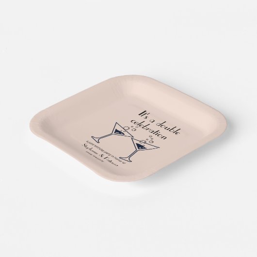 Moderne rosa Doppelfeier Geburtstag Pappteller (Gewinkelt)