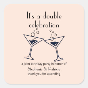 Moderne rosa Doppelfeier Geburtstag Quadratischer Aufkleber