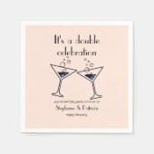 Moderne rosa Doppelfeier Geburtstag Serviette (Vorderseite)