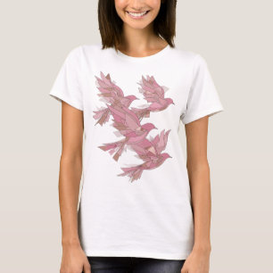 Moderne rosa DREI ROSA VÖGEL IM FLUG Fettes Design T-Shirt