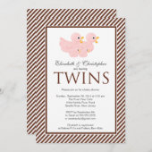 Moderne rosa Ducks Couple Twins Kinderdusche Einladung (Vorne/Hinten)