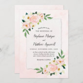 Moderne, rosa, duftende Wasserfarbenhochzeit Einladung (Vorne/Hinten)