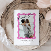 Moderne rosa, durchsichtige Rahmen, Foto Hochzeit Dankeskarte