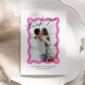 Moderne rosa, durchsichtige Rahmen, Foto Hochzeit Dankeskarte