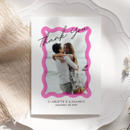 Moderne rosa, durchsichtige Rahmen, Foto Hochzeit Dankeskarte