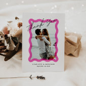 Moderne rosa, durchsichtige Rahmen, Foto Hochzeit Dankeskarte