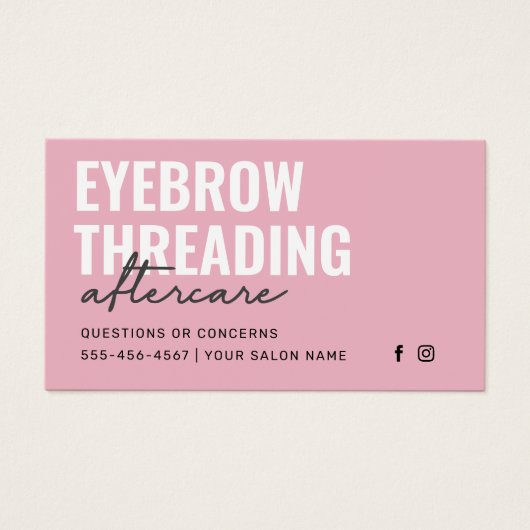 Moderne rosa, einfache Eyebrow-Threading-Nachsorge (Vorderseite)