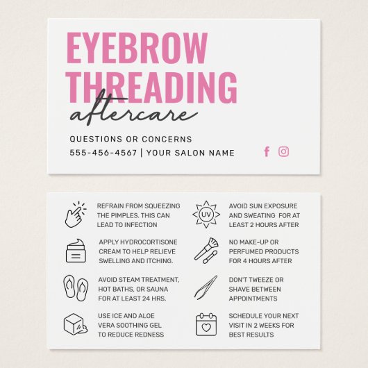 Moderne rosa, einfache Eyebrow-Threading-Nachsorge (Vorne & Hinten)