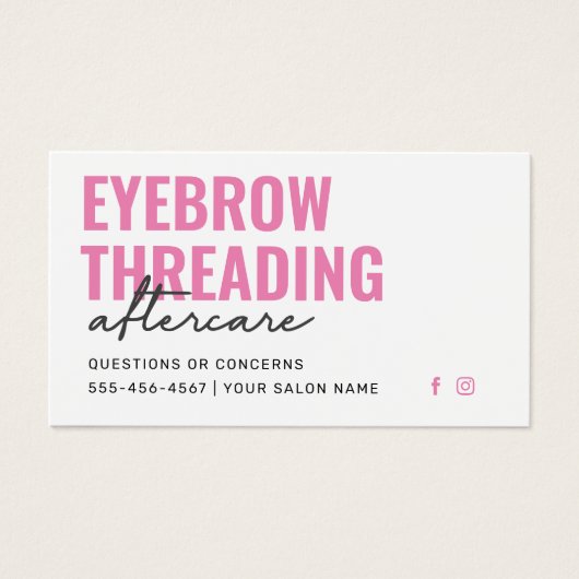 Moderne rosa, einfache Eyebrow-Threading-Nachsorge (Vorderseite)