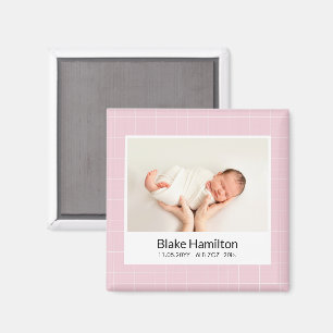 Moderne Rosa Einzigartiges Baby Geburtsankündigung Magnet