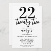 Moderne rosa elegante 22. Geburtstagseinladung Einladung (Vorne/Hinten)