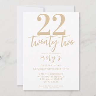 Moderne rosa elegante 22. Geburtstagseinladung Einladung