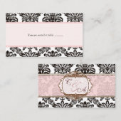 Moderne rosa, elegante Damast-Platzkarte Platzkarte (Vorne/Hinten)