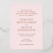 Moderne rosa Elegante Hochzeit Folieneinladung (Vorderseite)