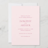 Moderne rosa Elegante Hochzeit Save The Date (Vorderseite)