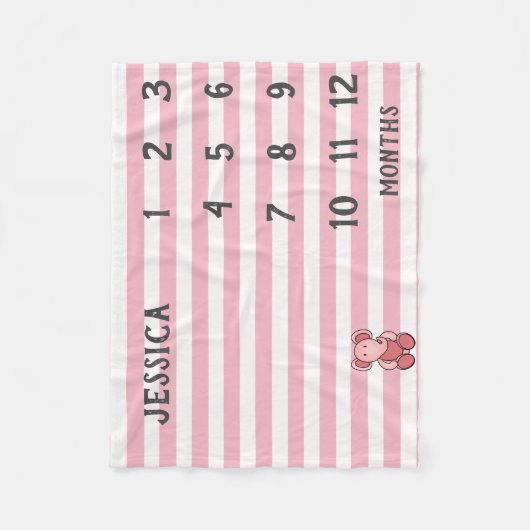 Moderne rosa Elephant Baby Milestone Blanket Fleecedecke (Vorderseite)