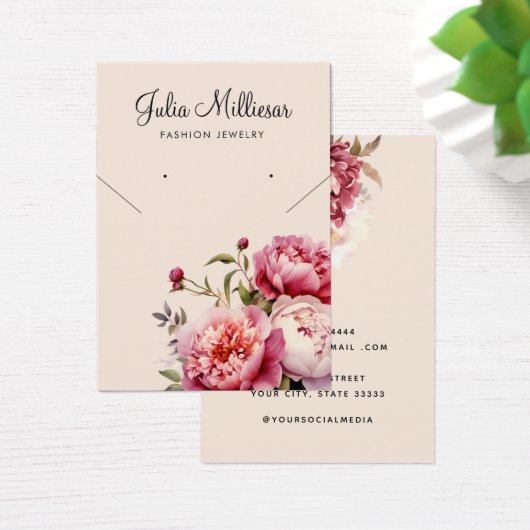 Moderne rosa Erdnenkette Ohrring-Karte (Schreibtisch)