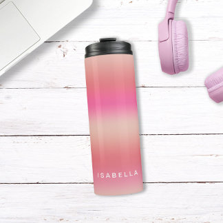 Moderne rosa errötende Rosen-Ombre-Gradient Person Thermosbecher