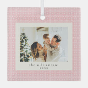 Moderne rosa Familienfoto-Weihnachtsgeschenk Ornament Aus Glas