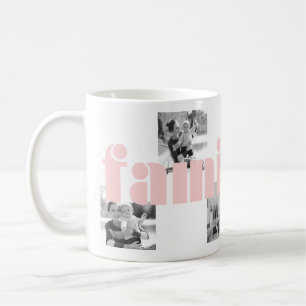 Moderne rosa Familientyp-Vier-Foto mit Monogramm Kaffeetasse