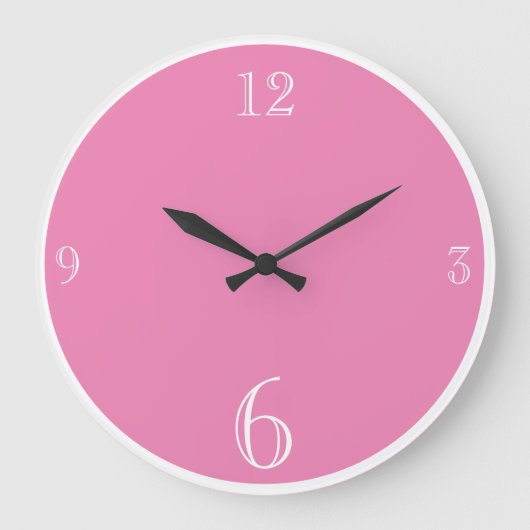 Moderne rosa Farbe Basic minimalistisch Große Wanduhr (Vorderseite)