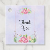 Moderne rosa Farbe Blumenrahmen Vielen Dank Geschenkanhänger (Vorderseite)