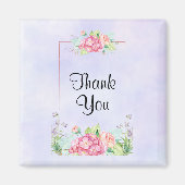 Moderne rosa Farbe Blumenrahmen Vielen Dank Magnet (Vorne)