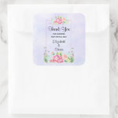 Moderne rosa Farbe Blumenrahmen Vielen Dank Quadratischer Aufkleber (Tasche)