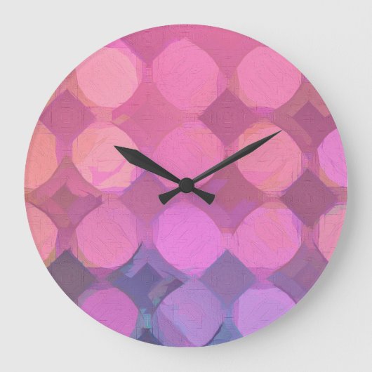 Moderne rosa Farben Abstrakt Circle Watercolor Große Wanduhr (Vorderseite)