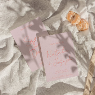 Moderne rosa farbenfrohe Pasteleisen Hochzeit Save The Date