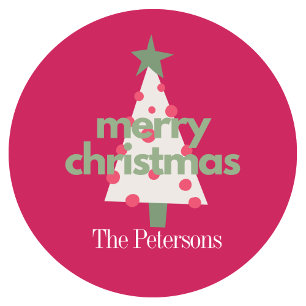 Moderne rosa farbenfrohe Weihnachtskleber Runder Aufkleber