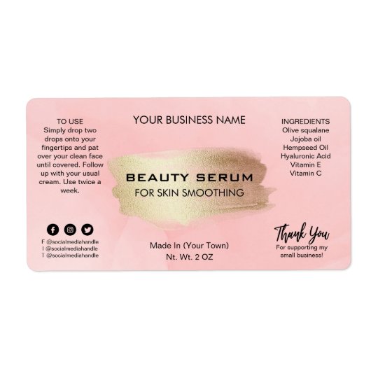 Moderne rosa Farbenserumetiketten (Vorne)