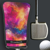 Moderne Rosa Farbfusion Personalisiert Golf Headcover
