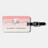 Moderne rosa Farbtöne Weiß Mit Monogramm Gepäckanhänger (Vorderseite horizontal)