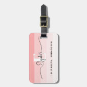 Moderne rosa Farbtöne Weiß Mit Monogramm Gepäckanhänger (Vorderseite vertikal)