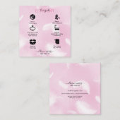 Moderne rosa Feder Juwelenpflege Quadratische Visitenkarte (Vorne/Hinten)