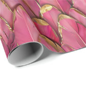 Moderne rosa Federn Muster Geschenkpapier (Rolleneckpunkt)