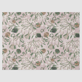 Moderne rosa Feiertags-Mistelbeer-Muster Seidenpapier