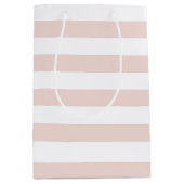 Moderne, rosa, feine Streifen mit gürtelnem Chic Mittlere Geschenktüte (Vorderseite)