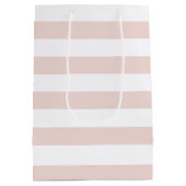 Moderne, rosa, feine Streifen mit gürtelnem Chic Mittlere Geschenktüte (Rückseite)