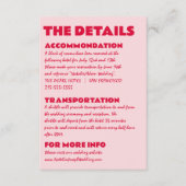 Moderne rosa, fett helle, einzigartige Hochzeitsde Begleitkarte (Vorderseite)