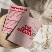 Moderne rosa, fett helle, einzigartige Hochzeitsde Begleitkarte