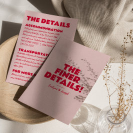 Moderne rosa, fett helle, einzigartige Hochzeitsde Begleitkarte