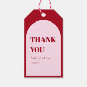 Moderne rosa, fette Gastgeschenke Hochzeiten Geschenkanhänger (Vorderseite)