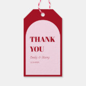 Moderne rosa, fette Gastgeschenke Hochzeiten Geschenkanhänger (Rückseite)