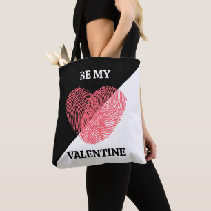 Moderne rosa Fingerabdruck-Herz-Monochrom-Valentin Tasche