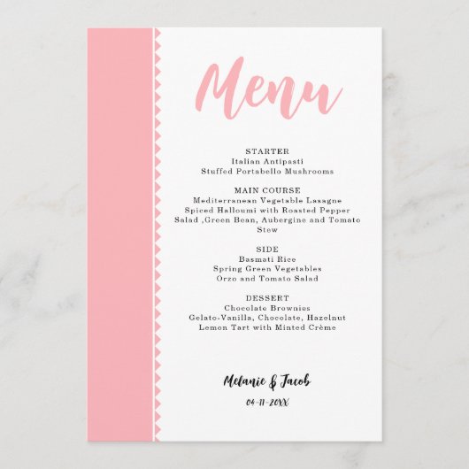 Moderne Rosa-Flachbildschirme Menükarte (Vorderseite)